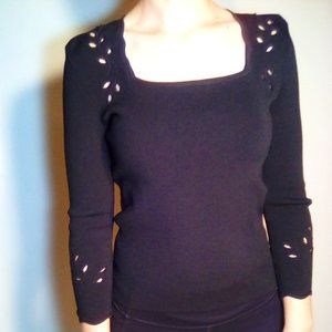 NWOT, Dana Buchman black cutout embroidered top